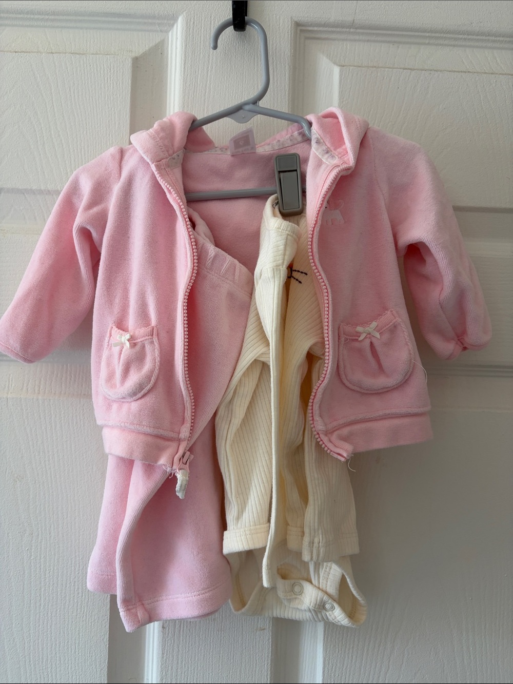 Carter's Pink & Cream Baby Girls 2-Piece Hoodie and Ribbed Bodysuit Set